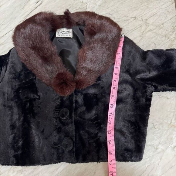 A Winter Product Vintage 1950’s faux lamb fabric with real rabbit fur collar M - Picture 6 of 6